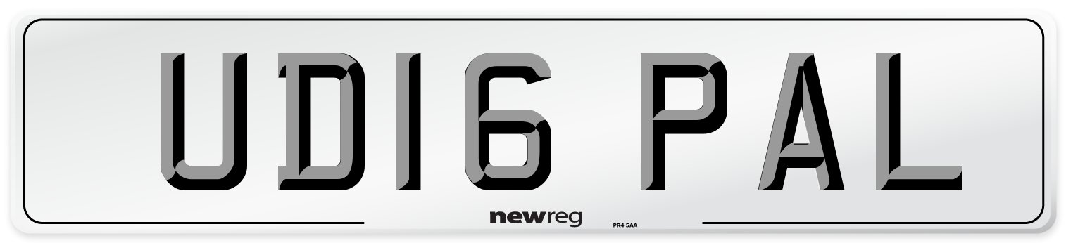 UD16 PAL Number Plate from New Reg